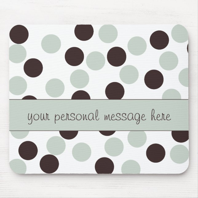 Mint Green and Brown Polka Dot Mouse Pad (Front)