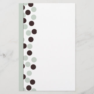 Mint Green and Brown Polka Dot Stationary Stationery