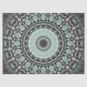 Mint Green and Charcoal Mandala Pattern Tissue Paper