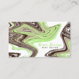 mint green and chocolate strokes business card