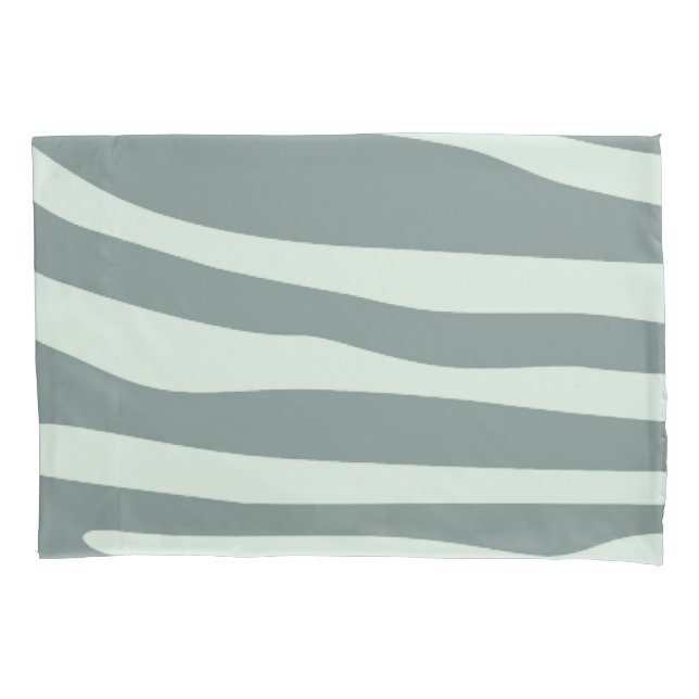 Mint green and cream, and black zebra print pillowcase (Front)