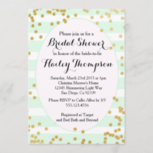 Mint Green and Gold Bridal Shower Invitation