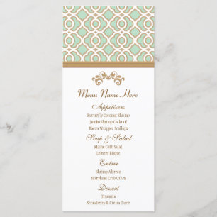 Mint Green and Gold Moroccan Menu