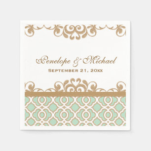 Mint Green and Gold Moroccan Wedding Napkin