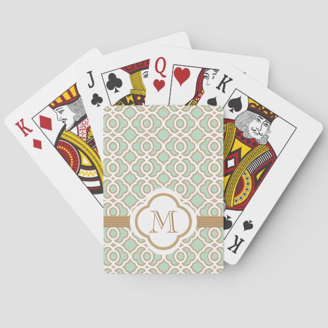 Mint Green and Gold Playing Cards (Back)
