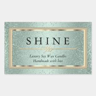 Mint Green and Gold Rectangular Sticker