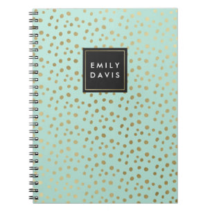 Mint Green and Gold Spots   Notebook