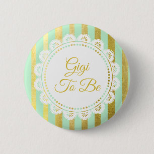 Mint Green and Gold Striped Gigi to Be Button