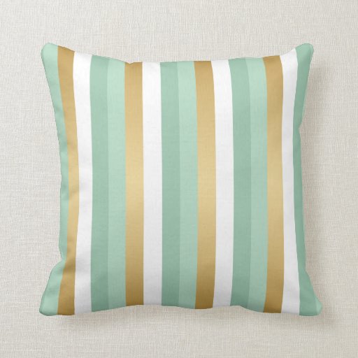 Image of Mint Green and Gold Stripes Cushion