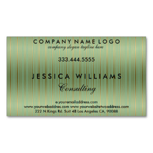 Mint Green And Gold Stripes Seamless Pattern Magnetic Business Card