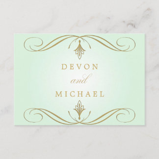 Mint Green and Gold Swirl Wedding Response Cards