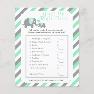 Mint Green and Grey Stripe Elephant - Price Flyer