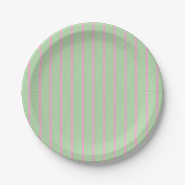 Mint Green and Light Pink Striped Light Wall Plate (Front)