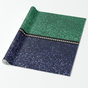 Mint green and Navy blue glitter Wrapping Paper