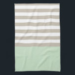 Mint Green and Neutral Grey Striped Pattern Tea Towel<br><div class="desc">A classic stripe pattern with a twist,  this mint green,  white and neutral grey design features skinny grey and white stripes and a mint green stipe pattern.</div>