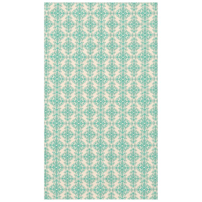 Mint Green and Off White Damask Style Pattern Tablecloth (Front)