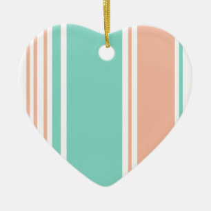 Mint Green and Peach Modern Stripes Ceramic Tree Decoration
