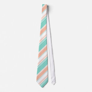 Mint Green and Peach Modern Stripes Tie