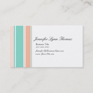 Mint Green and Peach Stripes Business Card