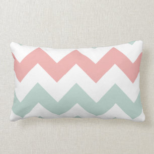 Mint Green and Pink Chevron Pillow