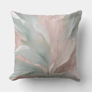 Mint Green and Pink Coastal Botanical Print Cushion
