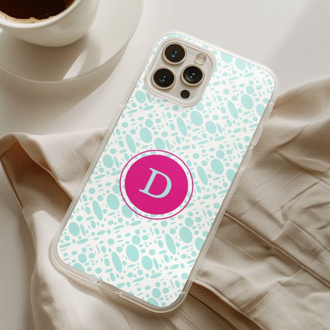 Mint Green and Pink Monogram Case-Mate iPhone Case (Creator Uploaded)