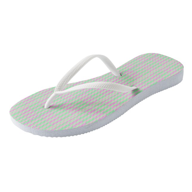 Mint Green and pink Stripes Flip Flops (Angled)