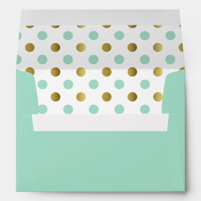 Mint Green and Polka Dots Wedding Envelope (Back (Bottom))