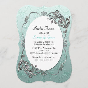 Mint Green and Silver Bridal Shower Invitation