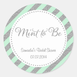 Mint Green and Silver Glitter Thank You Sticker