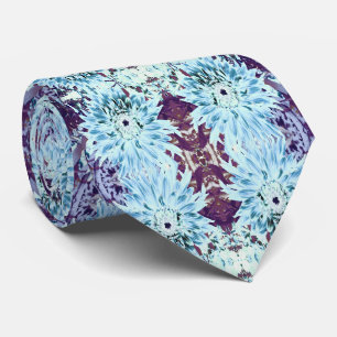 Mint Green and Teal Dahlia Flower Tie