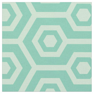 Mint-Green And Teal Green Geometric Pattern Fabric