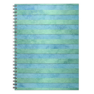 Mint Green and Tuquoise Pastel Stripes Pattern Notebook