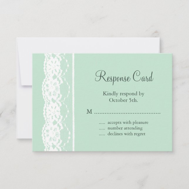 Mint Green and Vintage Lace RSVP (Front)