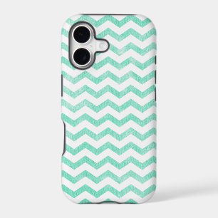 Mint Green and White Chevron Pattern