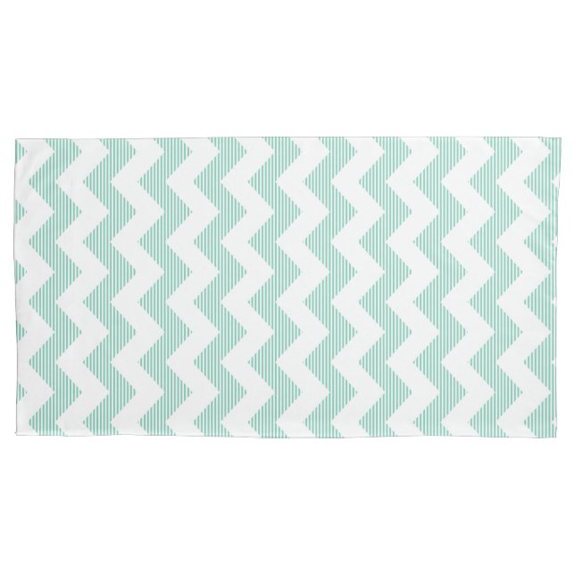 Mint-Green And White Chevron Pattern Pillowcase (Front)