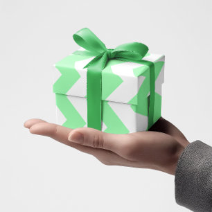 Mint Green and White Chevron Pattern Wrapping Paper