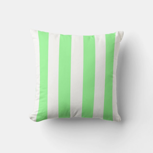 Mint Green and White Extra Large Stripe Pattern Cushion (Front)