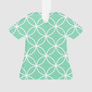 Mint Green and White Geometric Pattern Circles Ornament