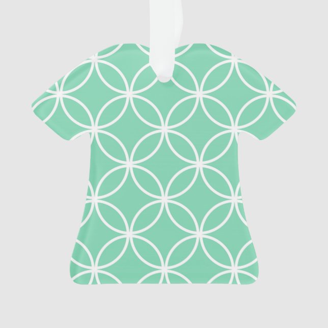Mint Green and White Geometric Pattern Circles Ornament (Front)