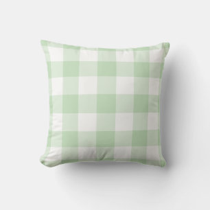 Mint Green and White Gingham Pattern Cushion
