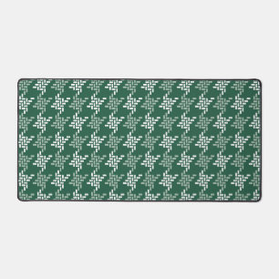 Mint Green And White Houndstooth Pattern Desk Mat