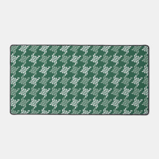 Mint Green And White Houndstooth Pattern Desk Mat