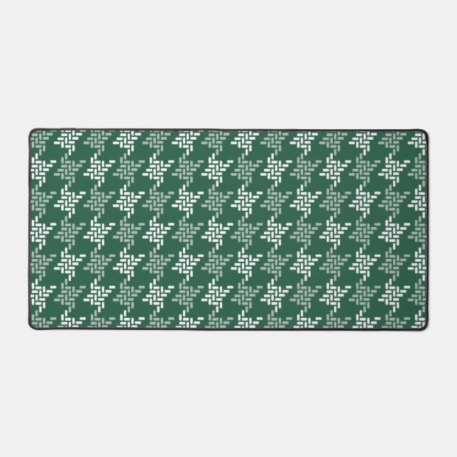 Mint Green And White Houndstooth Pattern Desk Mat (Front)