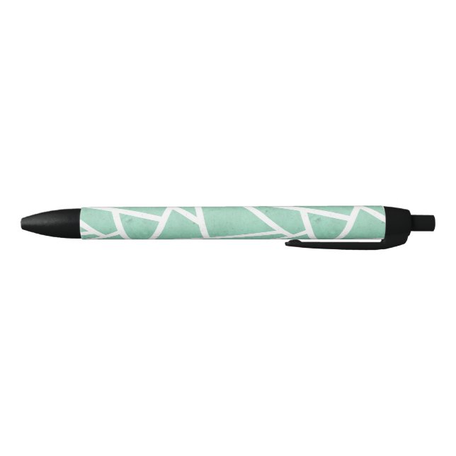 Mint green and white mosaic pattern black ink pen (Bottom)
