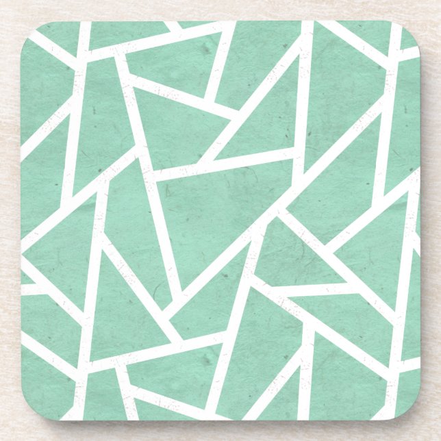 Mint green and white mosaic pattern coaster (Front)