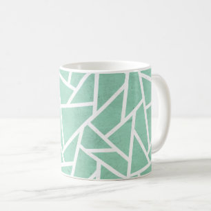 Mint green and white mosaic pattern coffee mug