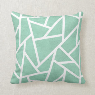 Mint green and white mosaic pattern cushion