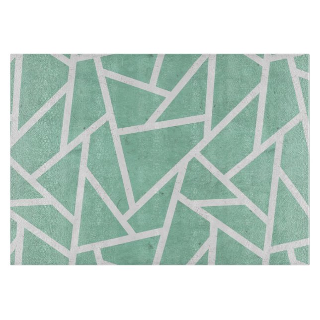 Mint green and white mosaic pattern cutting board (Front)