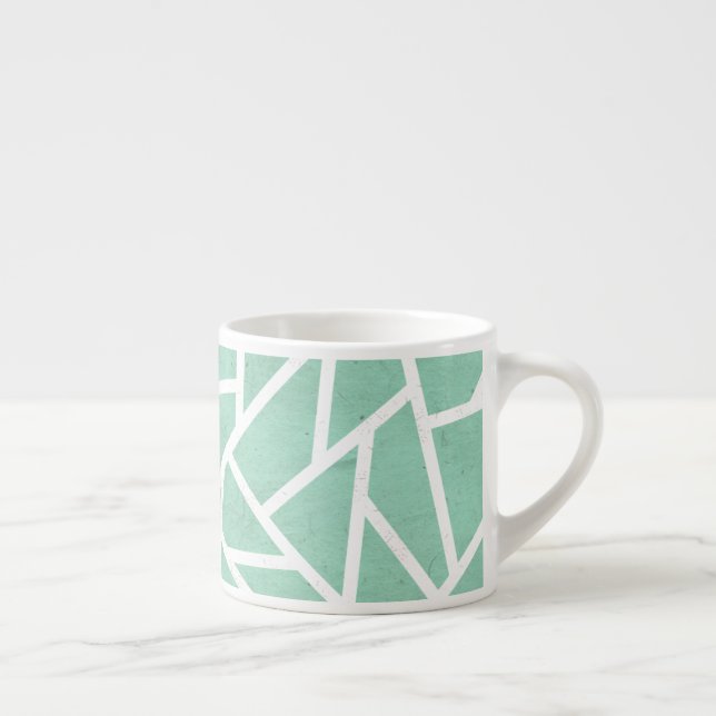 Mint green and white mosaic pattern espresso cup (Right)